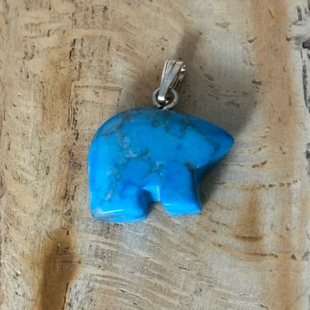 Turquoise Zuni Bear Pendant